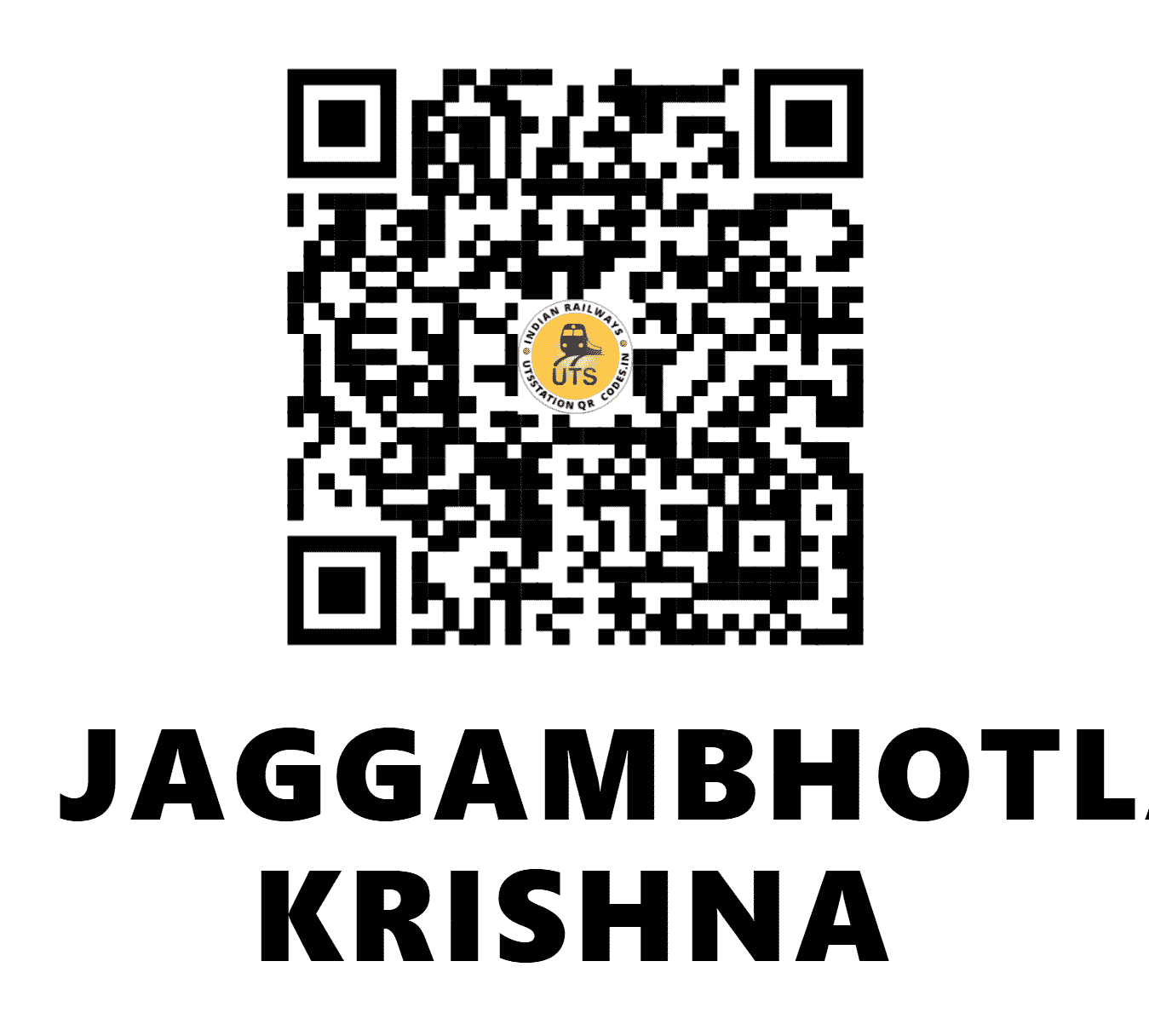 UTS QR Code for JAGGAMBHOTLA KRISHNA - JBK - SC (ANDHRA PRADESH)